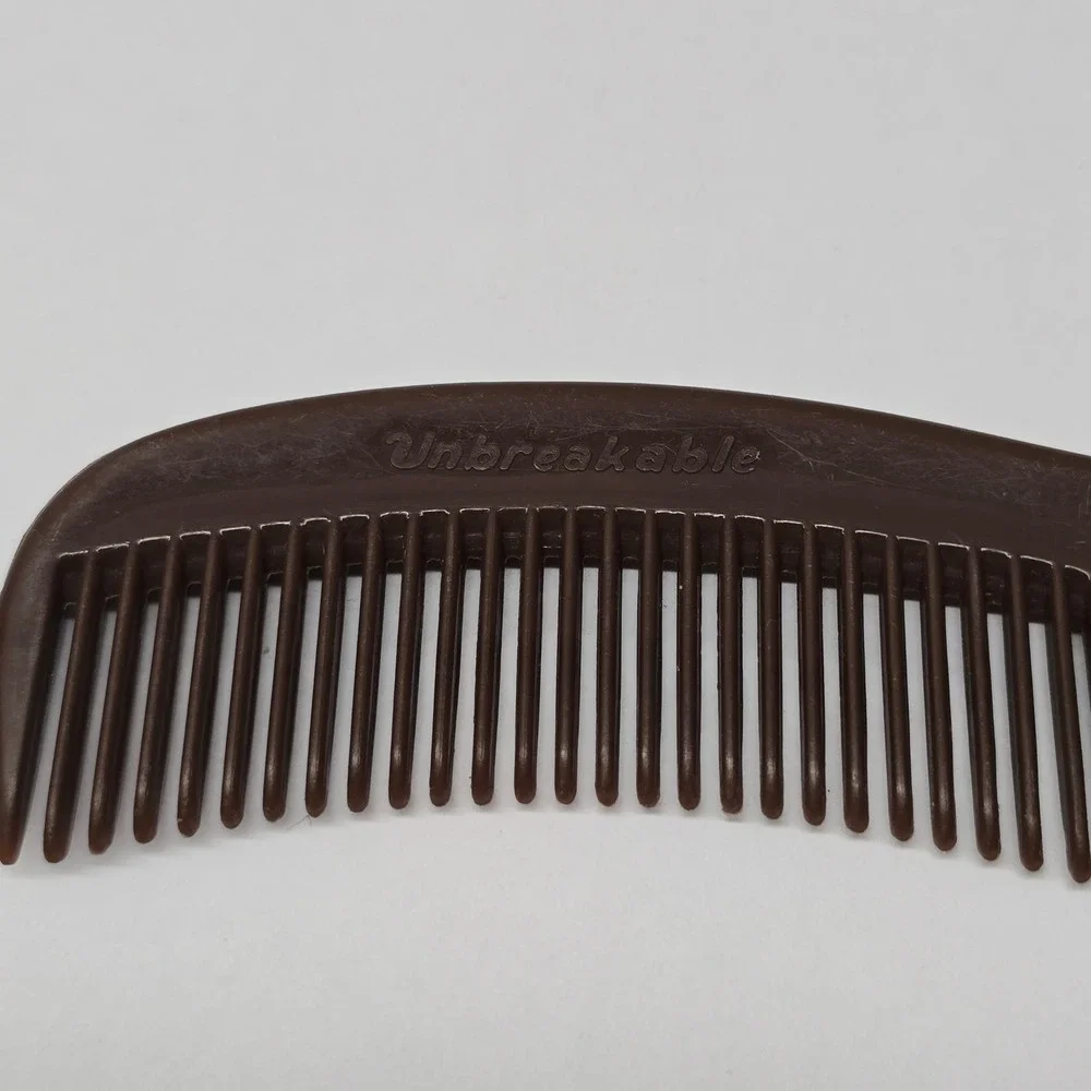 Vintage Unbreakable Brown Pocket Comb With Handle Made In USA 6